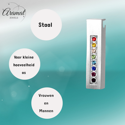 Tube pendentif funéraire multi-zircones – couleur argent – ​​34 mm