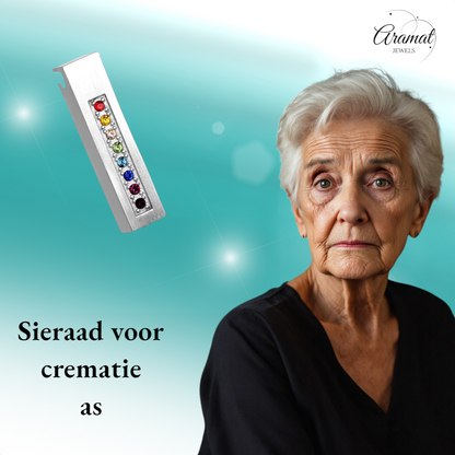 Tube pendentif funéraire multi-zircones – couleur argent – ​​34 mm