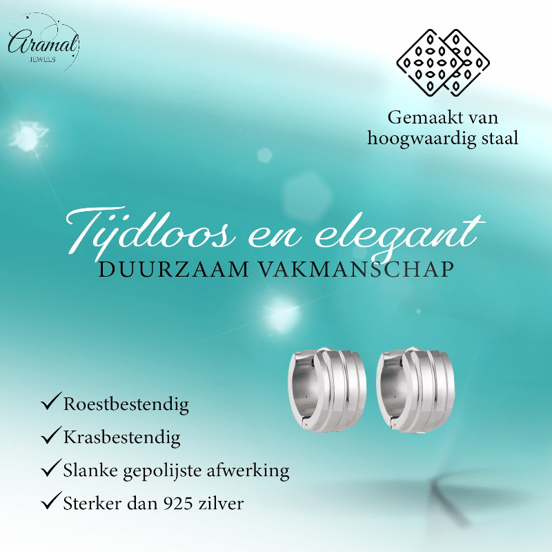 Zilverkleurige Klapcreolen - RVS - Twee Strepen - 13 mm - Uniseks - oor5786 - se20003 - Oorringen kopen# - 13mm - alles - cadeau