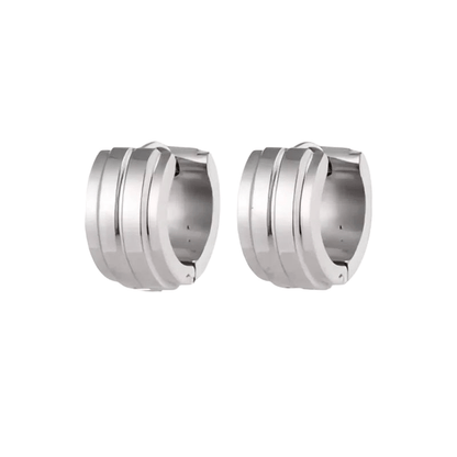 Zilverkleurige Klapcreolen - RVS - Twee Strepen - 13 mm - Uniseks - oor5786 - se20003 - Oorringen kopen# - 13mm - alles - cadeau