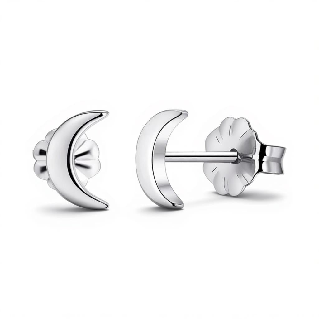 Boucles d'oreilles – Lune en titane couleur argent (8 mm)