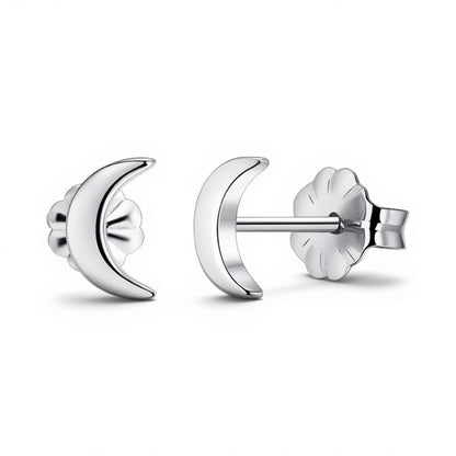 Boucles d'oreilles – Lune en titane couleur argent (8 mm)