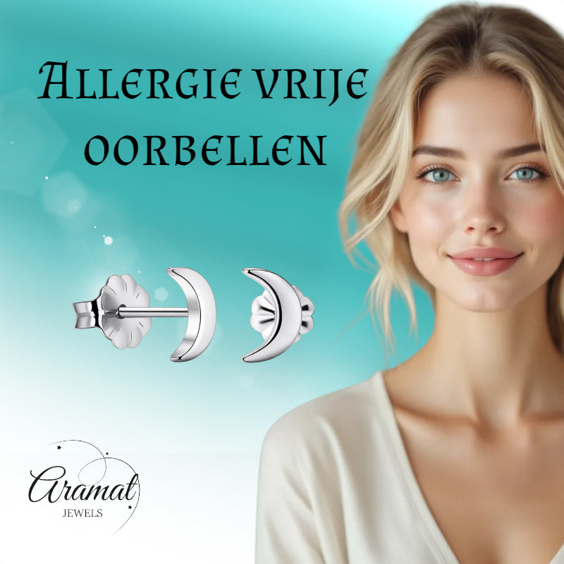 Boucles d'oreilles – Lune en titane couleur argent (8 mm)