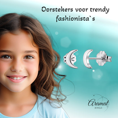 Boucles d'oreilles – Lune en titane couleur argent (8 mm)