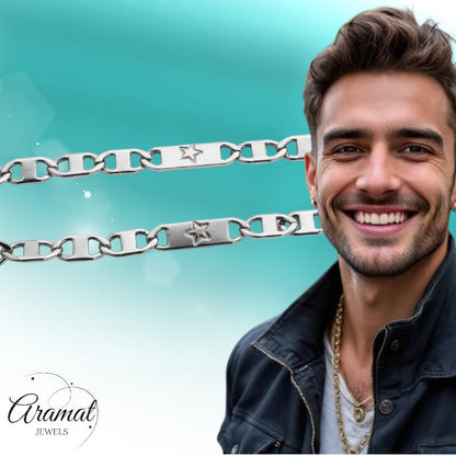 Zilverkleurige Marine Schakel Ketting - Aramat Jewels - Halskettingen - cadeautip