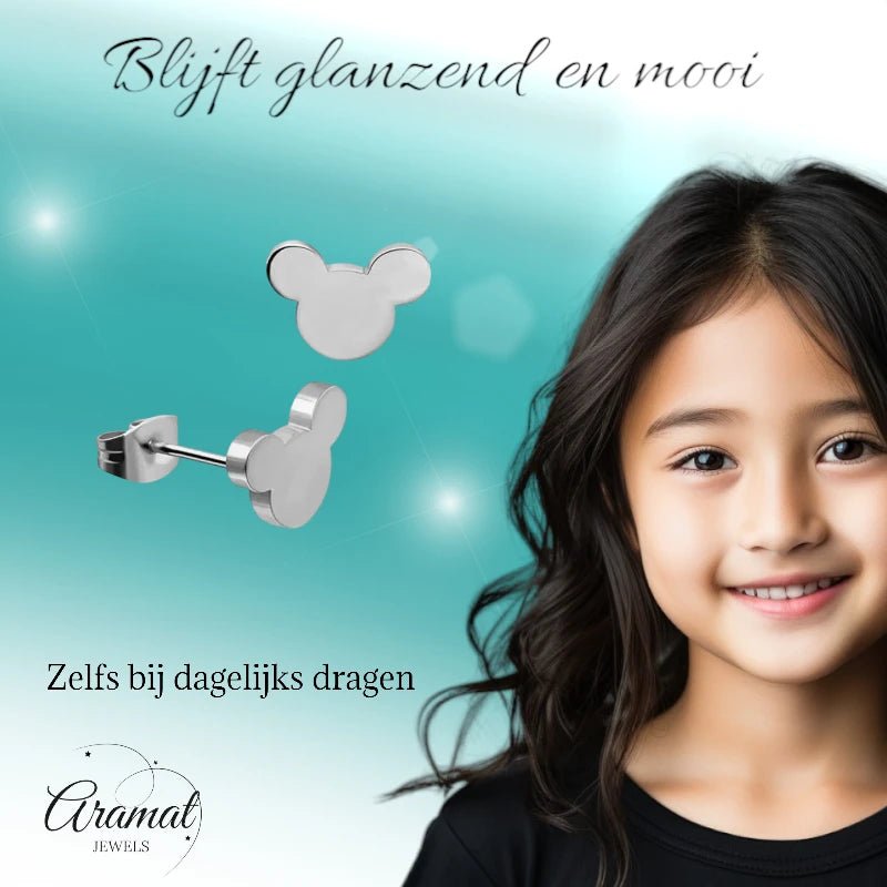 Zilverkleurige Mickey Mouse Oorbellen 10mm | Stainless Steel - oor4224 - Oorbellen kopen# - 10mm - alles - cadeau