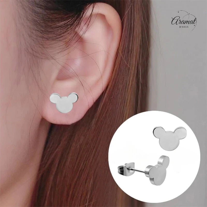 Zilverkleurige Mickey Mouse Oorbellen 10mm | Stainless Steel - oor4224 - Oorbellen kopen# - 10mm - alles - cadeau