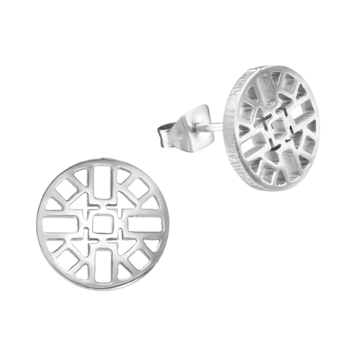 Zilverkleurige Oorbellen Azteken Motief 10mm - Aramat Jewels - Oorbellen - cadeautip