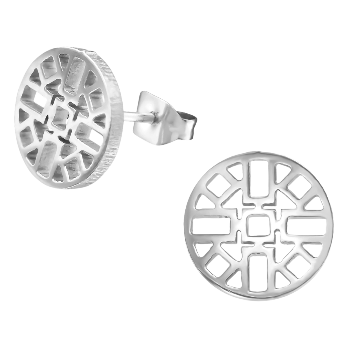Zilverkleurige Oorbellen Azteken Motief 10mm - Aramat Jewels - Oorbellen - cadeautip