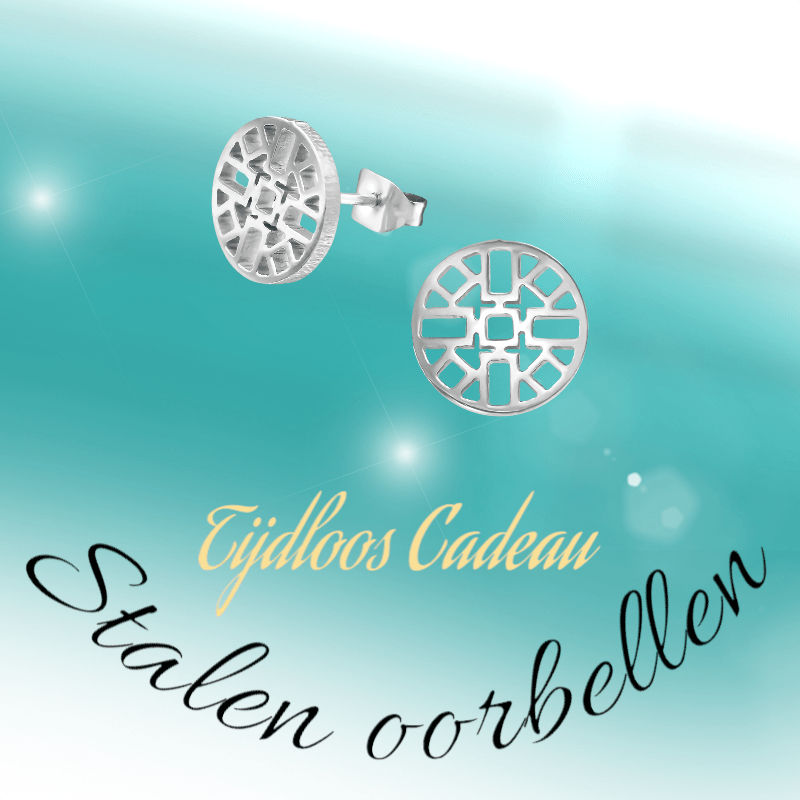 Zilverkleurige Oorbellen Azteken Motief 10mm - Aramat Jewels - Oorbellen - cadeautip