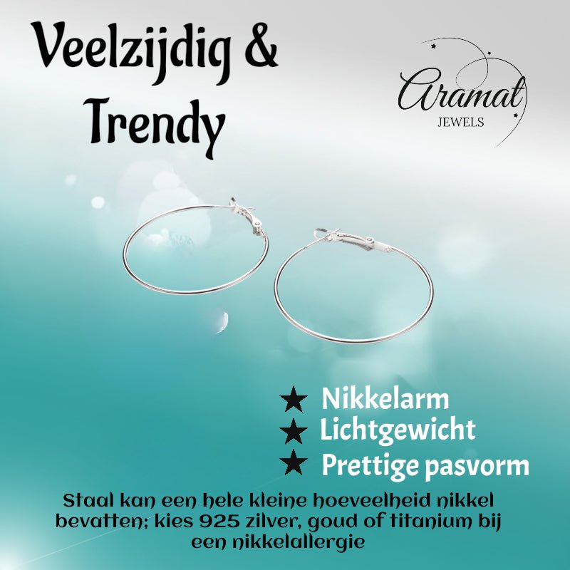 Zilverkleurige Oorringen metaal 40mm - Aramat Jewels - Oorringen - cadeautip
