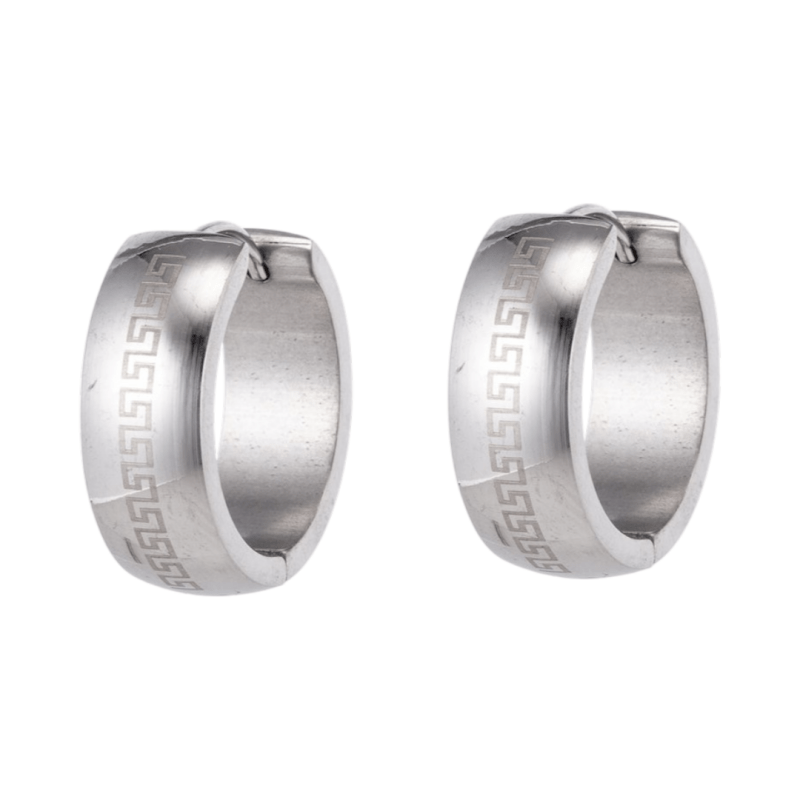 Zilverkleurige Oorringen - RVS - Grieks Motief - Uniseks - oor5790 - Oorringen kopen# - 13mm - alles - cadeau