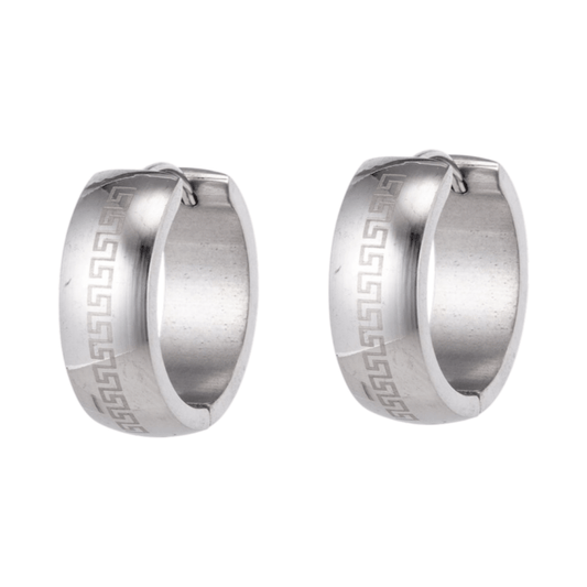 Zilverkleurige Oorringen - RVS - Grieks Motief - Uniseks - oor5790 - Oorringen kopen# - 13mm - alles - cadeau
