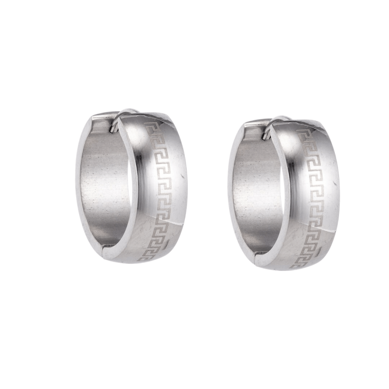 Zilverkleurige Oorringen - RVS - Grieks Motief - Uniseks - oor5790 - Oorringen kopen# - 13mm - alles - cadeau