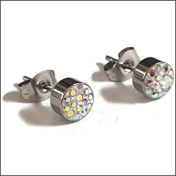 Zilverkleurige oorstekers met AB kristal – 6 mm - oor3082 - Oorbellen kopen# - 6mm - AB - AB Transparant