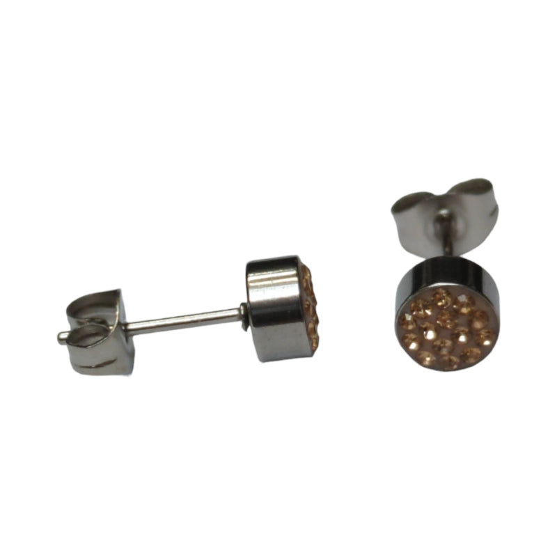 Zilverkleurige oorstekers met champagne kristal – 6 mm - oor3088 - Oorbellen kopen# - 6mm - alles - cadeau