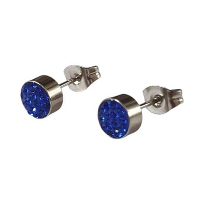 Zilverkleurige oorstekers met donkerblauw kristal – 6 mm - oor3081 - Oorbellen kopen# - 6mm - alles - cadeau