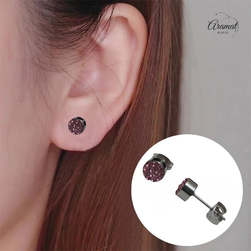 Zilverkleurige oorstekers met lichtroze kristal – 6 mm - oor3084 - Oorbellen kopen# - 6mm - alles - cadeau