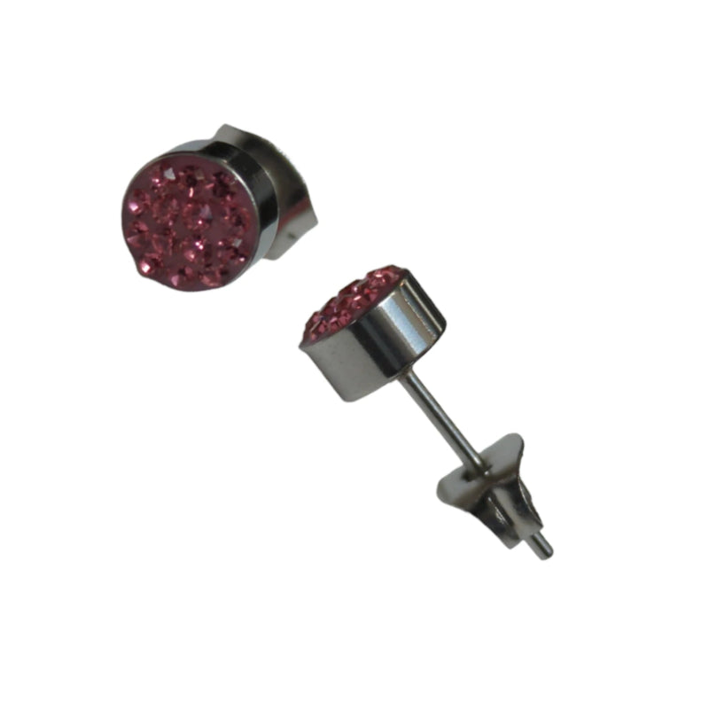 Zilverkleurige oorstekers met roze kristal – 6 mm - oor3085 - Oorbellen kopen# - 6mm - alles - cadeau
