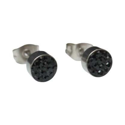 Zilverkleurige oorstekers met zwarte kristallen – 6 mm - oor3087 - Oorbellen kopen# - 6mm - alles - cadeau