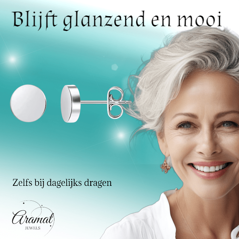 Zilverkleurige Ronde Oorstekers RVS 10mm - Aramat Jewels - Oorbellen - cadeautip