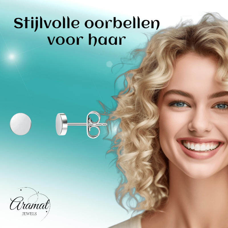 Zilverkleurige Ronde Oorstekers RVS 4mm - Aramat Jewels - Oorbellen - cadeautip