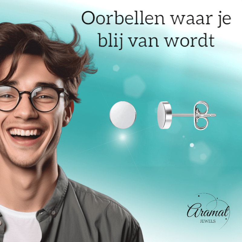 Zilverkleurige Ronde Oorstekers RVS 5mm - Aramat Jewels - Oorbellen - cadeautip