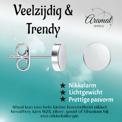 Zilverkleurige Ronde Oorstekers RVS 6mm - Aramat Jewels - Oorbellen - cadeautip