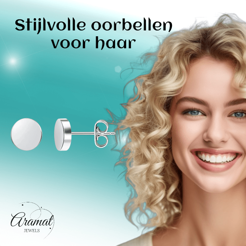 Zilverkleurige Ronde Oorstekers RVS 7mm - Aramat Jewels - Oorbellen - cadeautip