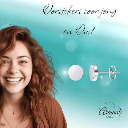 Zilverkleurige Ronde Oorstekers RVS 8mm - Aramat Jewels - Oorbellen - cadeautip