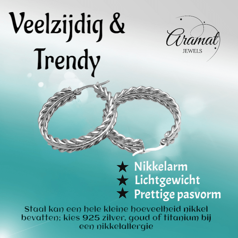 Zilverkleurige RVS schakel oorringen 35mm - oor6375 - 70239 - Oorringen kopen# - 35mm - alles - cadeau