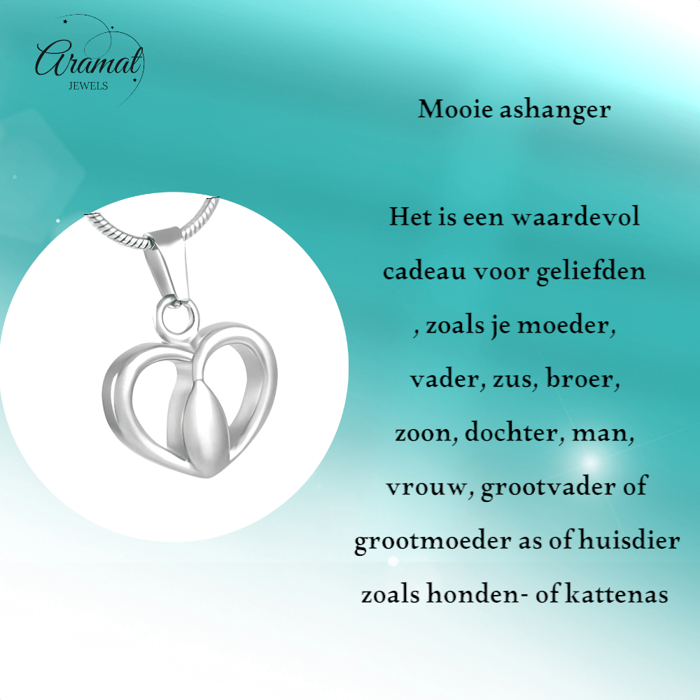 Zilverkleurige Stalen Ashanger Hartje - Aramat Jewels - Gedenkhangers - cadeautip