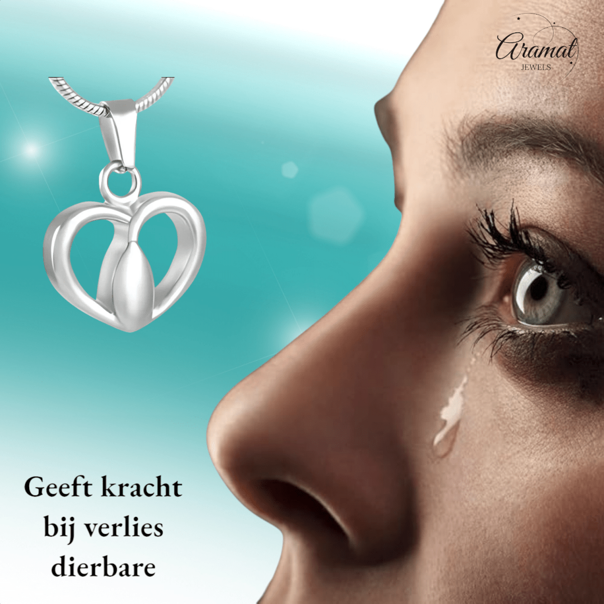 Zilverkleurige Stalen Ashanger Hartje - Aramat Jewels - Gedenkhangers - cadeautip