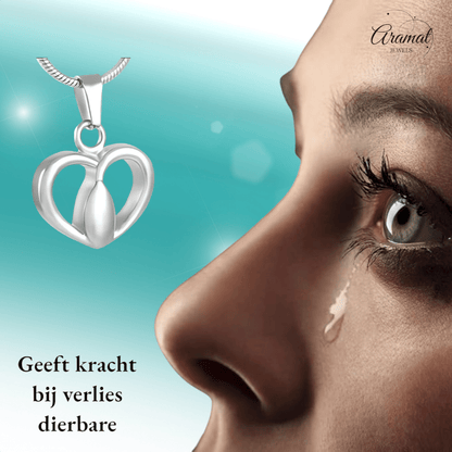 Zilverkleurige Stalen Ashanger Hartje - Aramat Jewels - Gedenkhangers - cadeautip