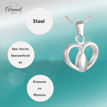 Zilverkleurige Stalen Ashanger Hartje - Aramat Jewels - Gedenkhangers - cadeautip