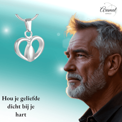 Zilverkleurige Stalen Ashanger Hartje - Aramat Jewels - Gedenkhangers - cadeautip