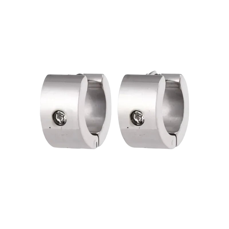 Brede Huggie Oorringen met Kristal 13x7mm
