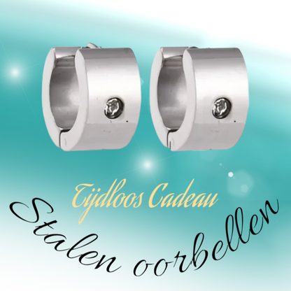 Brede Huggie Oorringen met Kristal 13x7mm