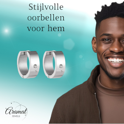 Brede Huggie Oorringen 20x7mm Zilverkleur