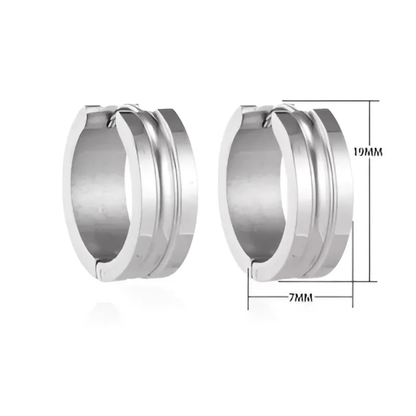 Zilverkleurige Stalen Oorbellen - Modern Design - oor5802 - se42134 - Oorringen kopen# - 19mm - 7mm - alles