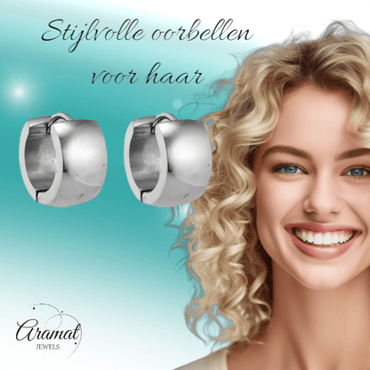 Zilverkleurige stalen oorringen 13 mm - oor5794 - se20005 - Oorringen kopen# - 13mm - alles - cadeau