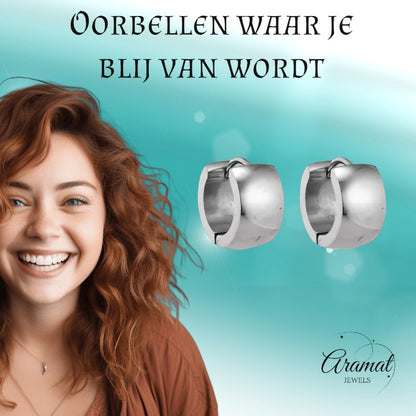 Zilverkleurige stalen oorringen 13 mm - oor5794 - se20005 - Oorringen kopen# - 13mm - alles - cadeau