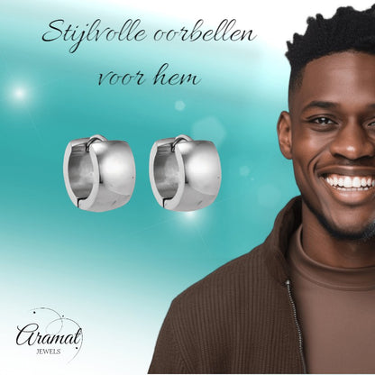 Zilverkleurige stalen oorringen 13 mm - oor5794 - se20005 - Oorringen kopen# - 13mm - alles - cadeau