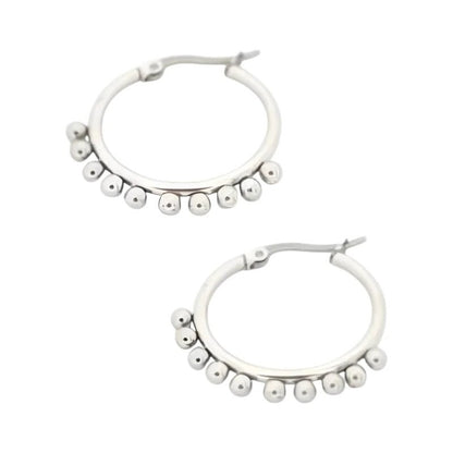 Zilverkleurige Stalen Oorringen met Bolletjes | 20mm - oor1600 - E126 - 004 - Oorringen kopen# - 20mm - alles - boho
