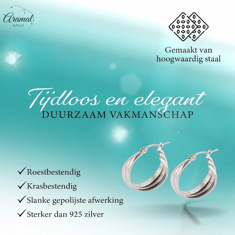 Zilverkleurige Triple Oorringen 20x7,5mm – Glanzend & Gekruist - oor6299 - 613827 - Oorringen kopen# - 20mm - alles - cadeau