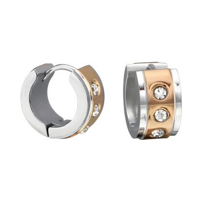 Boucles d'oreilles – Huggies en acier et zircon bicolore (13 mm)