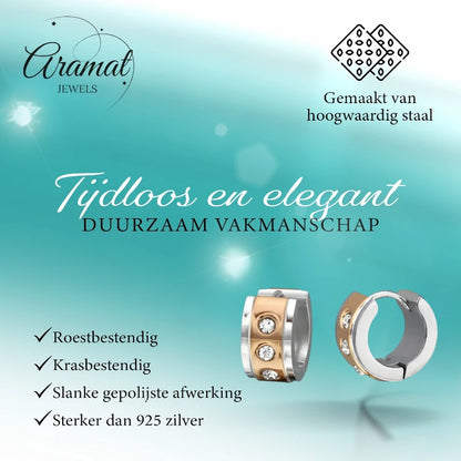 Boucles d'oreilles – Huggies en acier et zircon bicolore (13 mm)