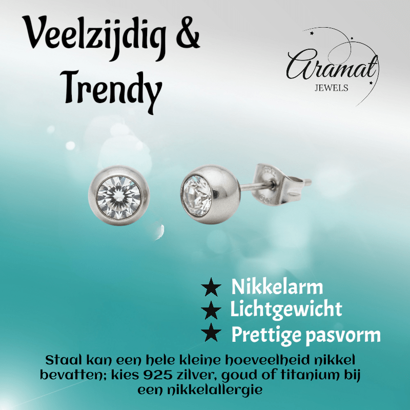 Zirkonia Steen Oorbellen - Aramat Jewels - Oorbellen - cadeautip
