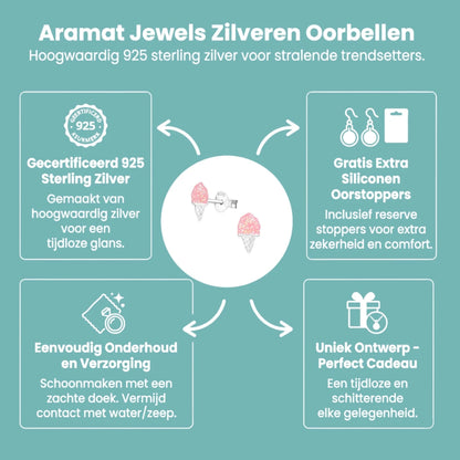 Zomerse Zilveren Ijsco Oorbellen - Aramat Jewels - Oorbellen - cadeautip