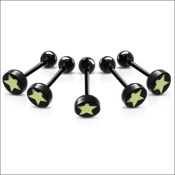 Oorbellen met zwarte en groene ster